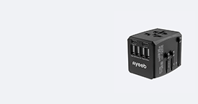 Universal travel adapter in black – Ayeeb banner image